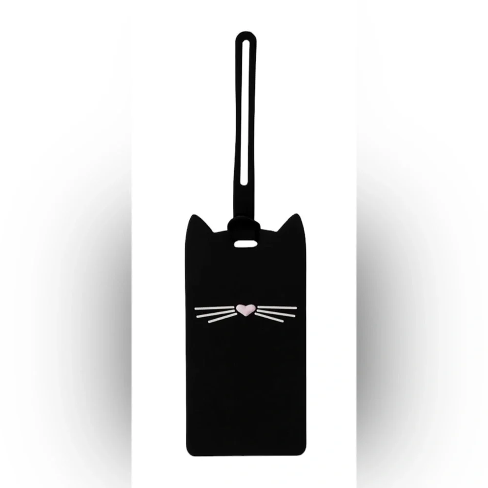Kate Spade New York Silicone Luggage Tag with Durable Strap, Black Cat (new)